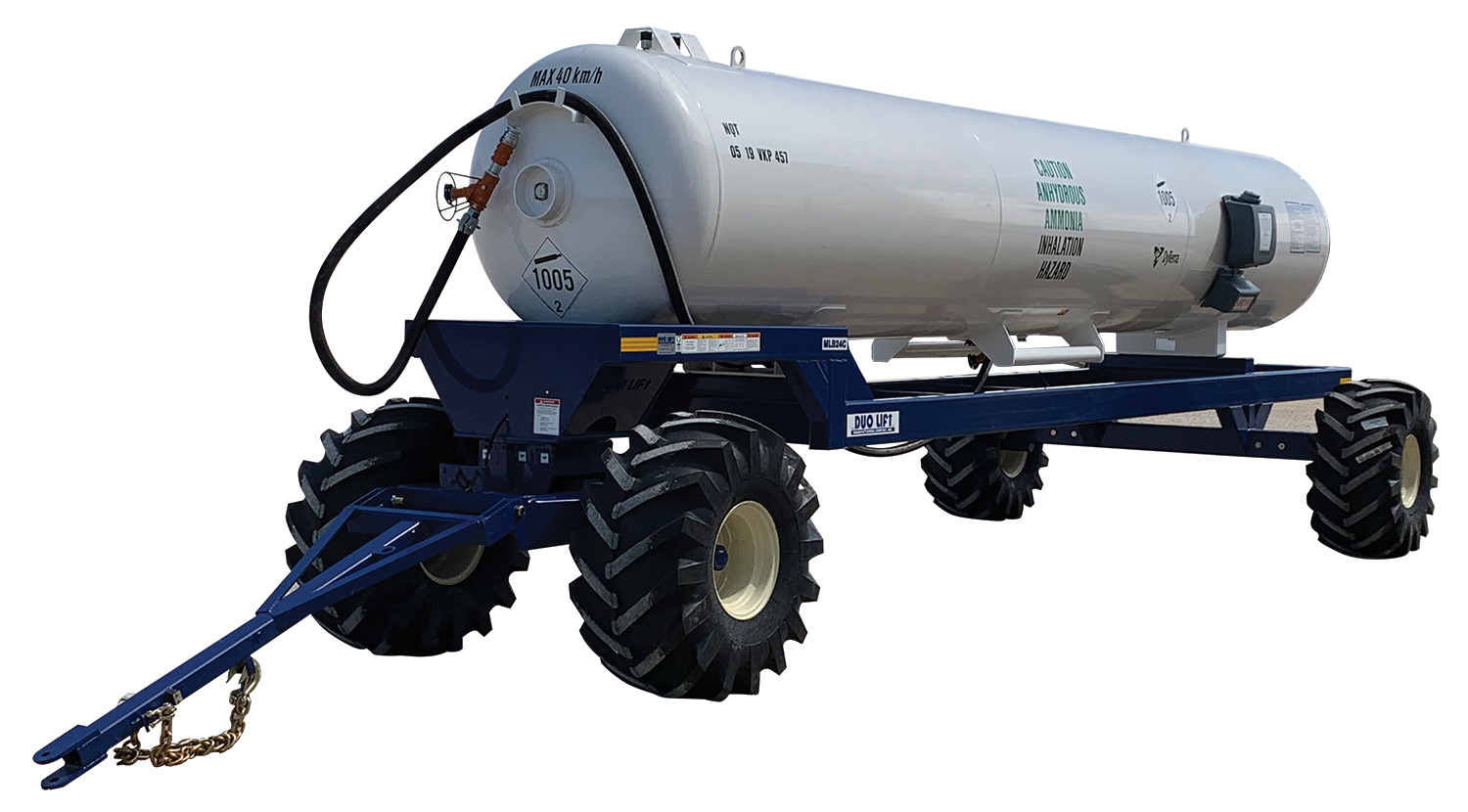 DyTerra 2000/2400 gallon NH3 tank on a Duo Lift wagon