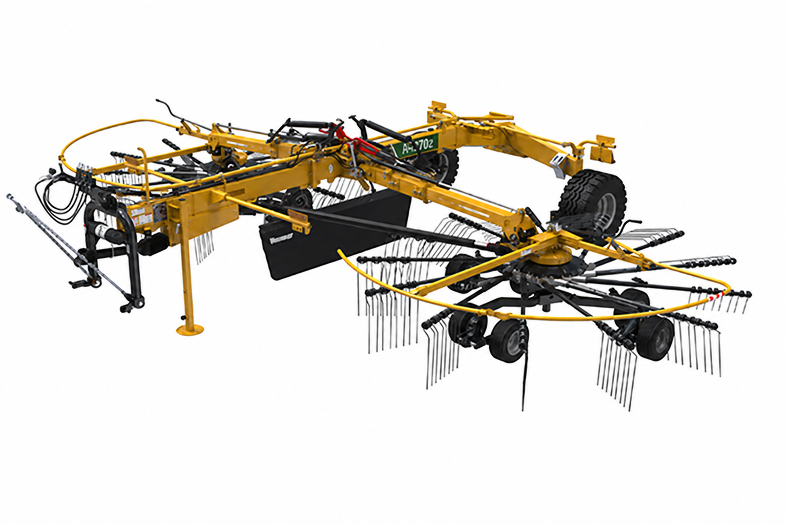 Twin rotary hay rake