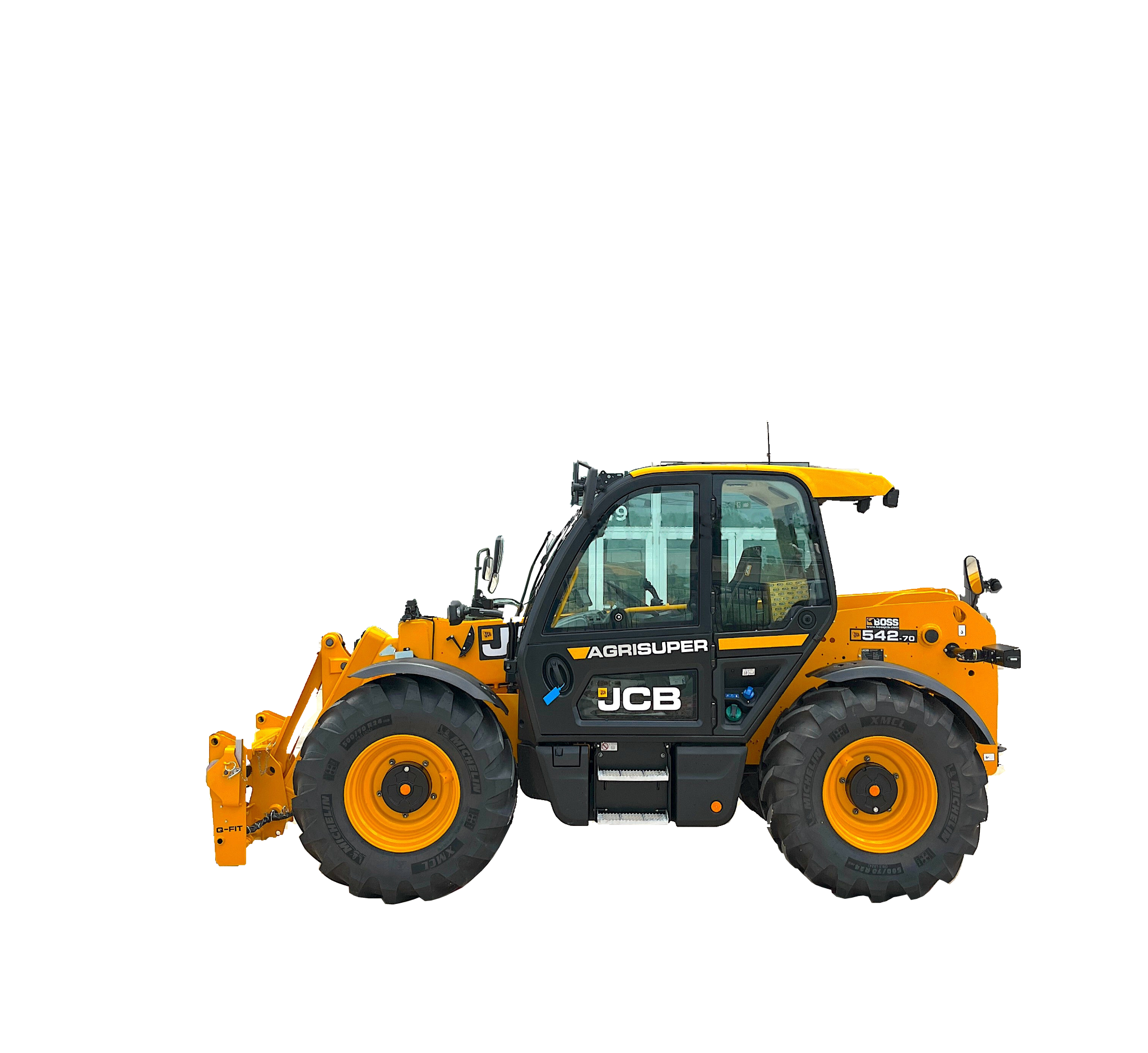 JCB 542-70 AGRISUPER telehandler — supplied photograph with refined edges and watermark removed